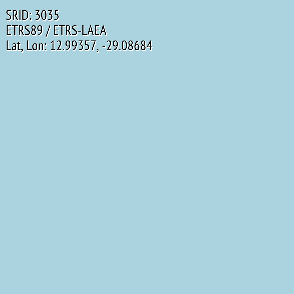 ETRS89 / ETRS-LAEA (SRID: 3035, Lat, Lon: 12.99357, -29.08684)