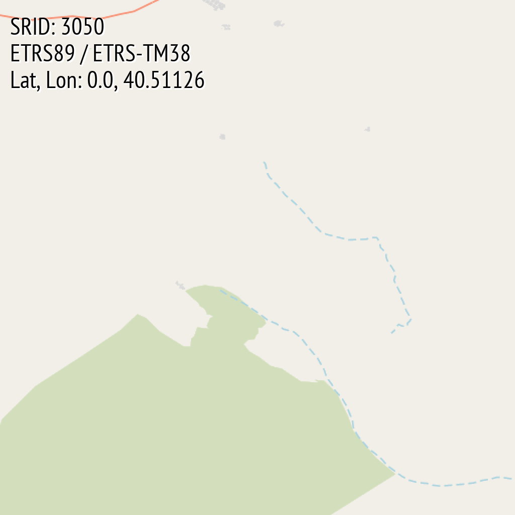 ETRS89 / ETRS-TM38 (SRID: 3050, Lat, Lon: 0.0, 40.51126)