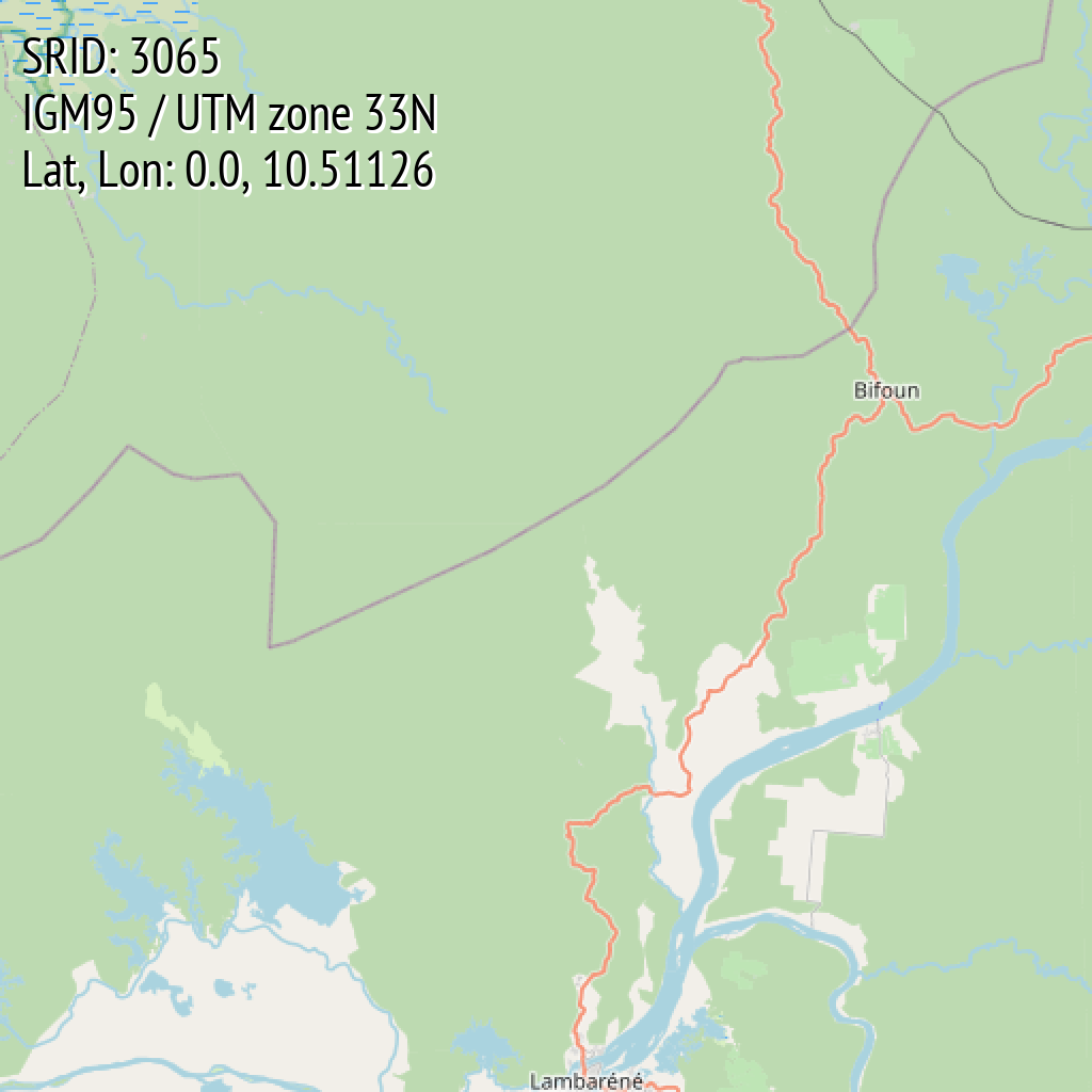 IGM95 / UTM zone 33N (SRID: 3065, Lat, Lon: 0.0, 10.51126)