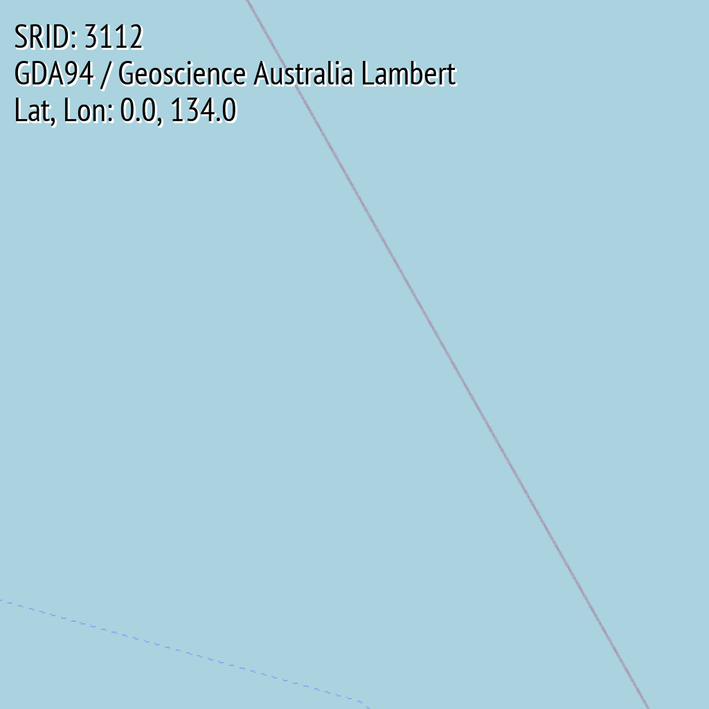 GDA94 / Geoscience Australia Lambert (SRID: 3112, Lat, Lon: 0.0, 134.0)