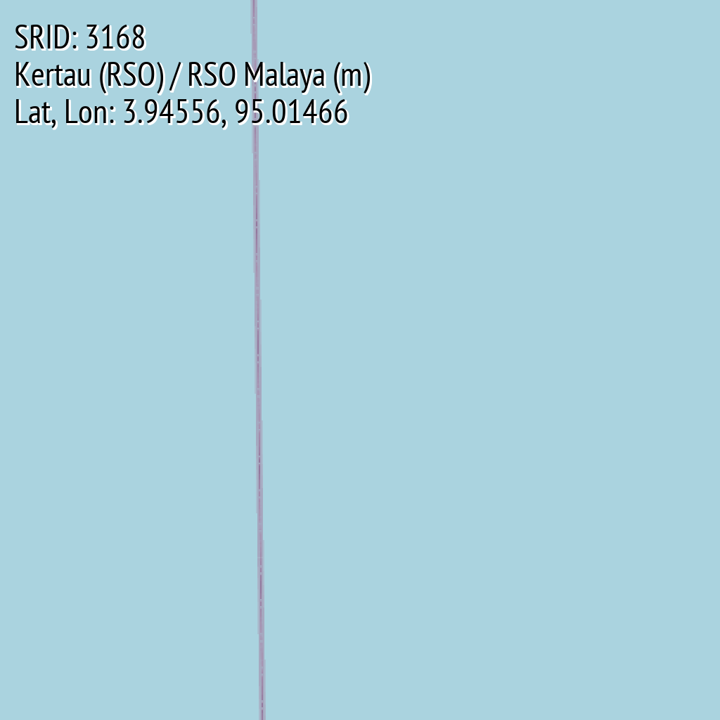 Kertau (RSO) / RSO Malaya (m) (SRID: 3168, Lat, Lon: 3.94556, 95.01466)