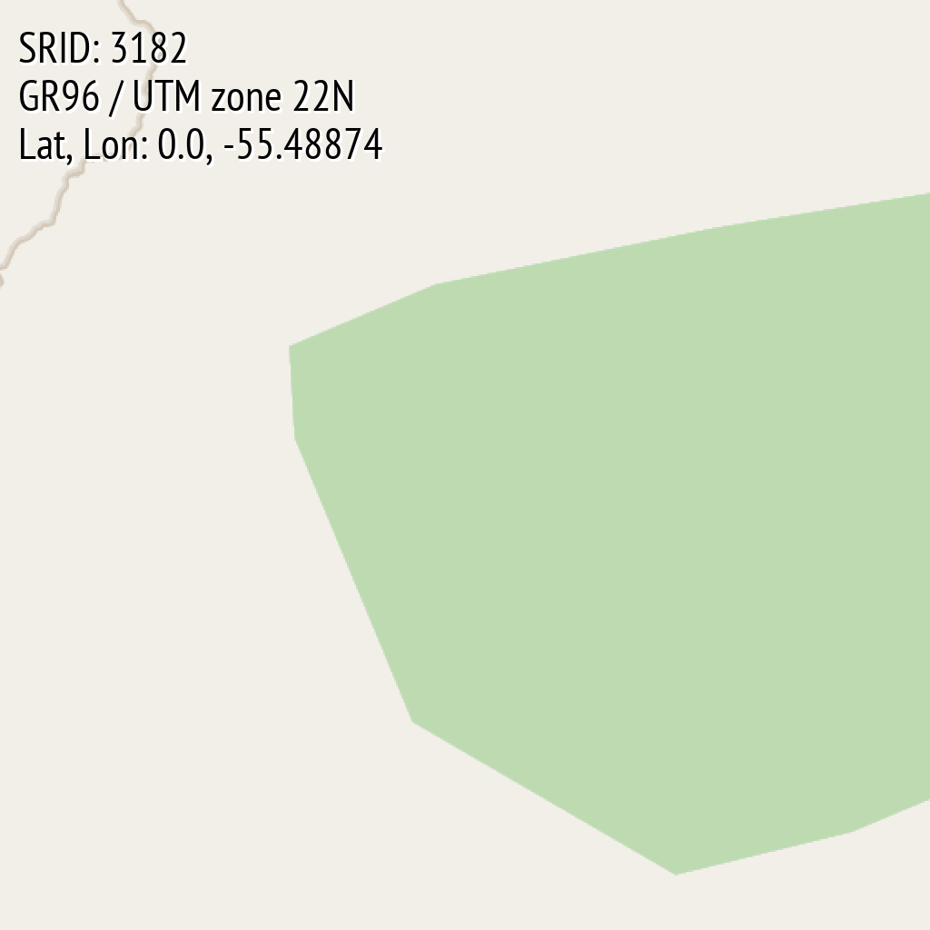 GR96 / UTM zone 22N (SRID: 3182, Lat, Lon: 0.0, -55.48874)