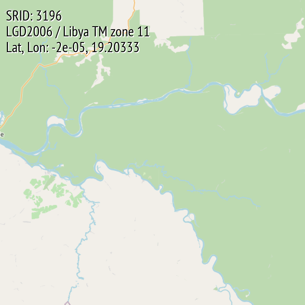 LGD2006 / Libya TM zone 11 (SRID: 3196, Lat, Lon: -2e-05, 19.20333)