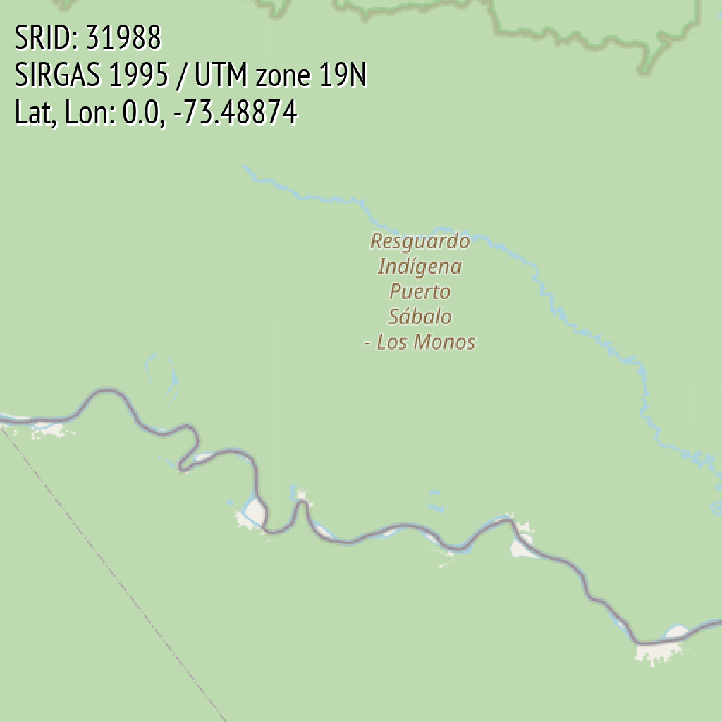 SIRGAS 1995 / UTM zone 19N (SRID: 31988, Lat, Lon: 0.0, -73.48874)