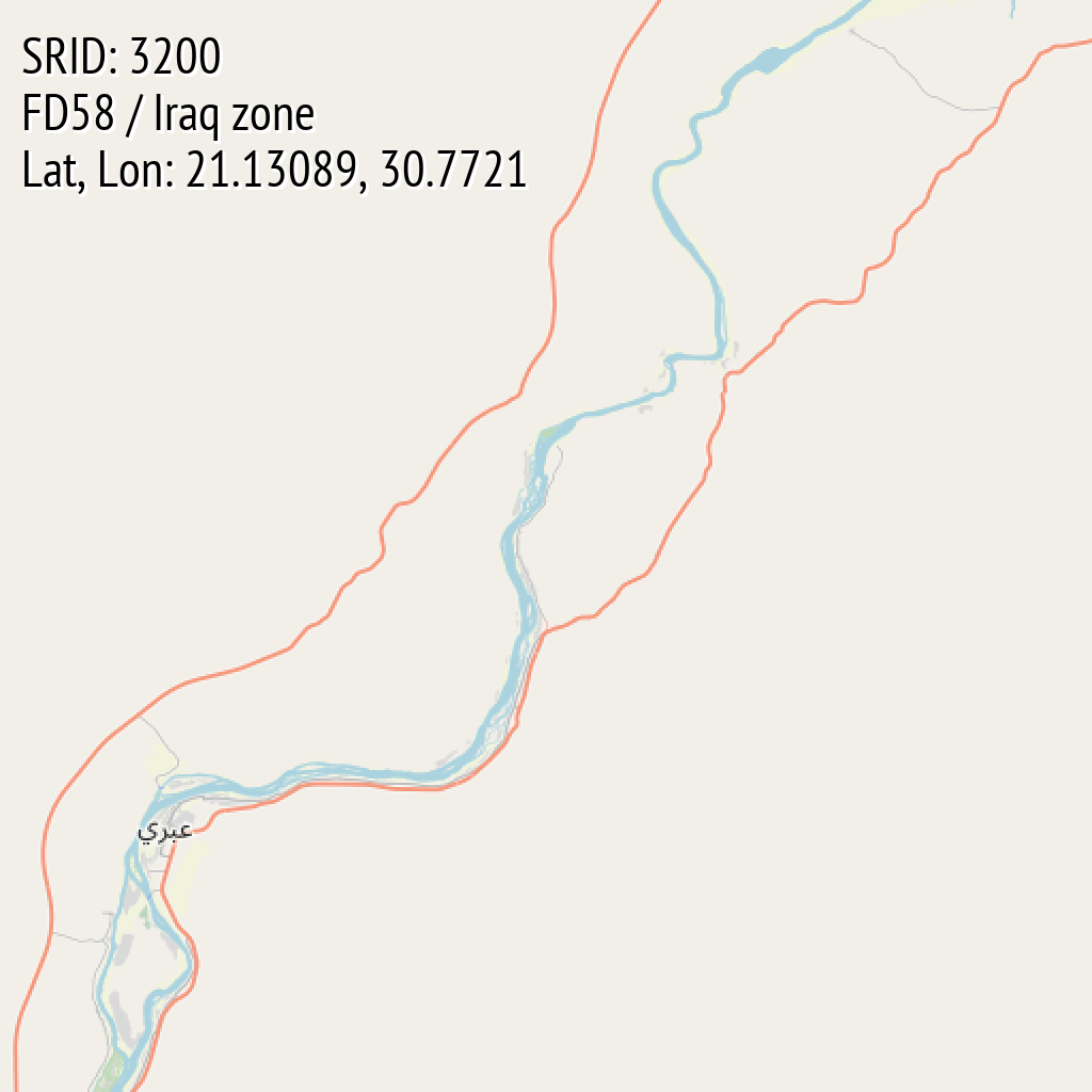FD58 / Iraq zone (SRID: 3200, Lat, Lon: 21.13089, 30.7721)