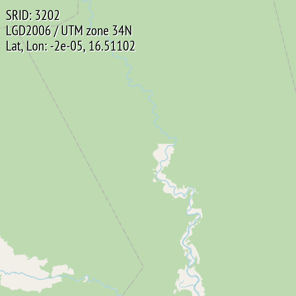 LGD2006 / UTM zone 34N (SRID: 3202, Lat, Lon: -2e-05, 16.51102)