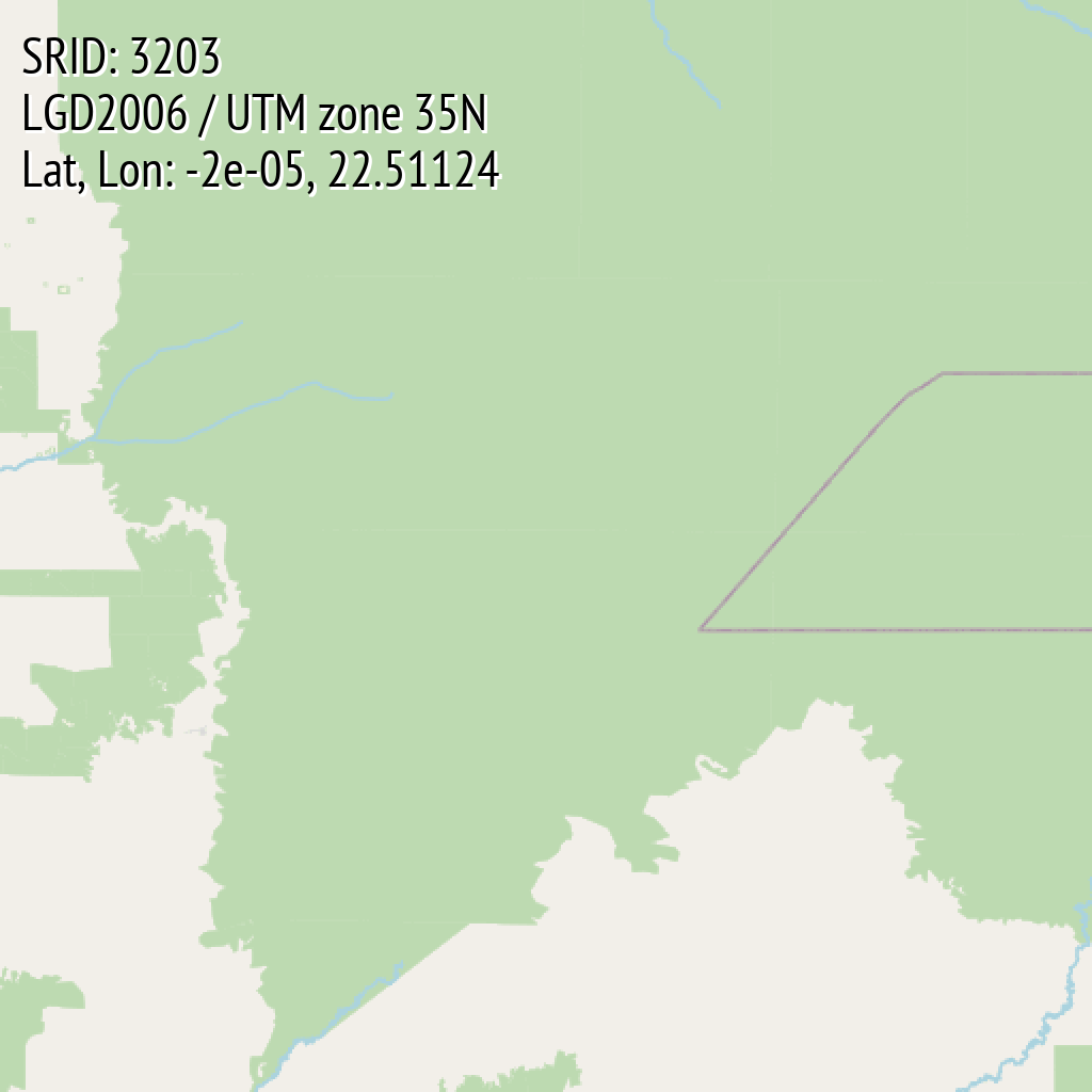 LGD2006 / UTM zone 35N (SRID: 3203, Lat, Lon: -2e-05, 22.51124)