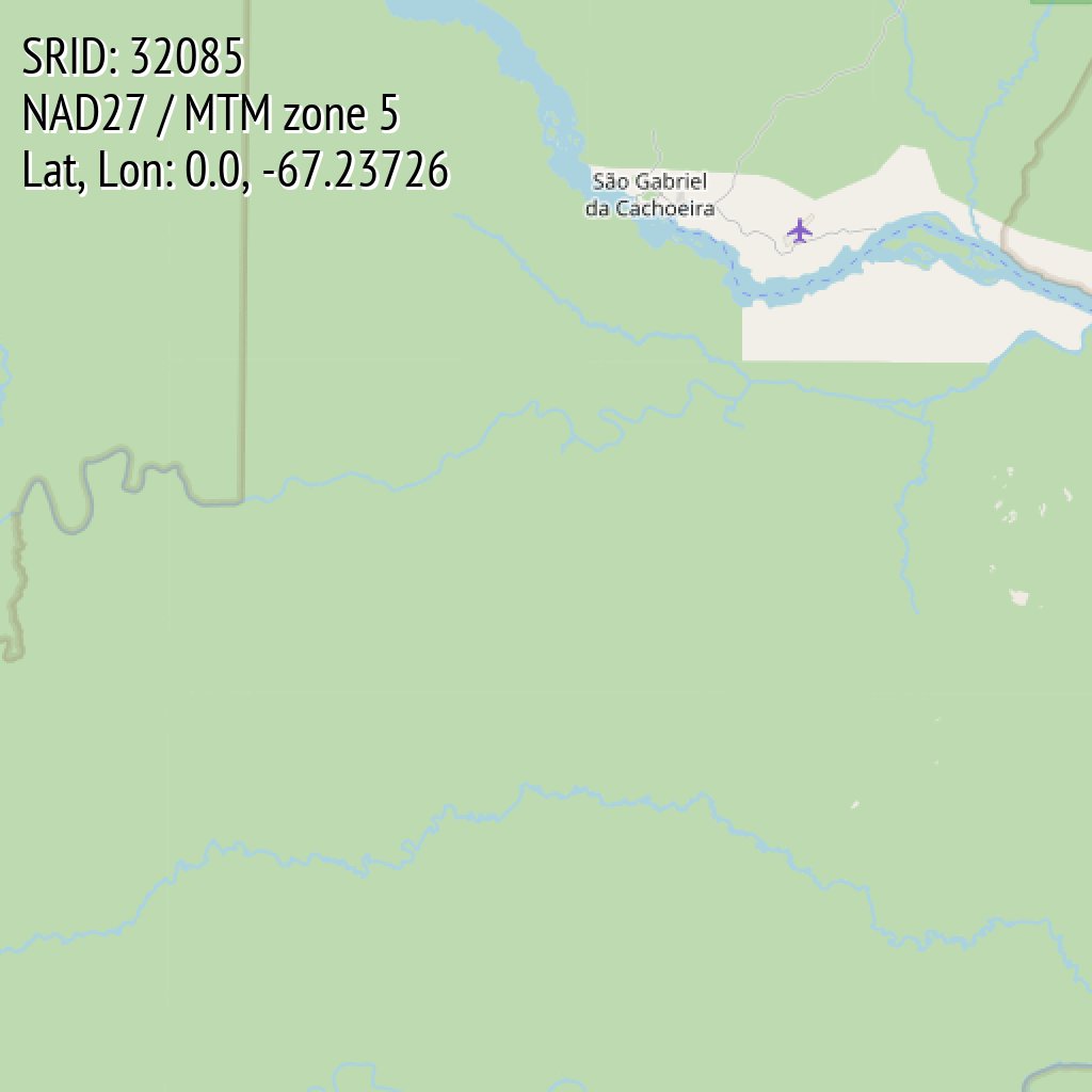 NAD27 / MTM zone 5 (SRID: 32085, Lat, Lon: 0.0, -67.23726)