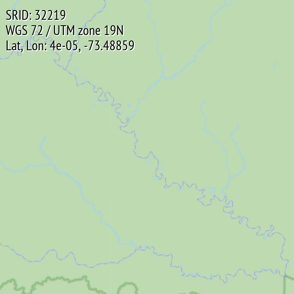 WGS 72 / UTM zone 19N (SRID: 32219, Lat, Lon: 4e-05, -73.48859)