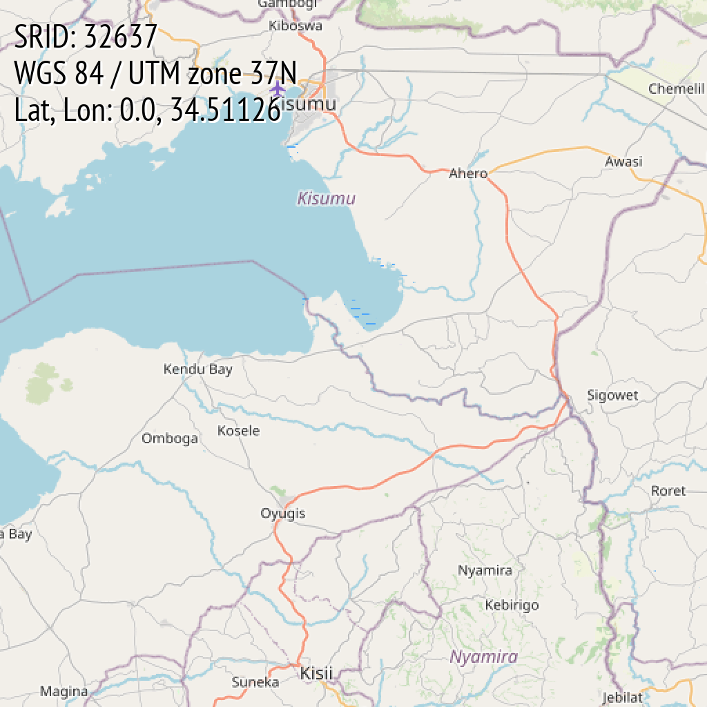 WGS 84 / UTM zone 37N (SRID: 32637, Lat, Lon: 0.0, 34.51126)