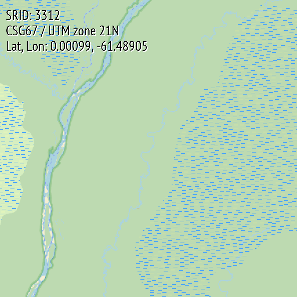 CSG67 / UTM zone 21N (SRID: 3312, Lat, Lon: 0.00099, -61.48905)