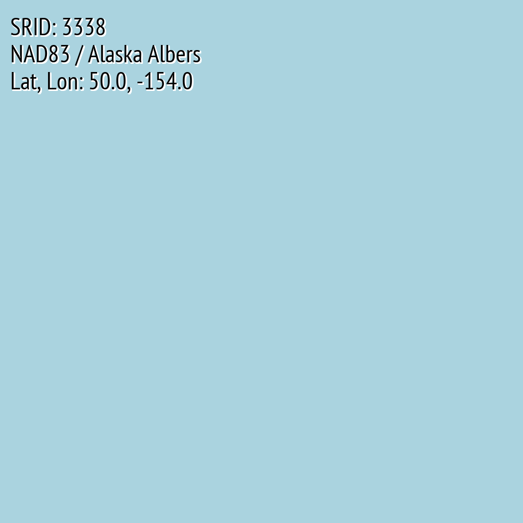 NAD83 / Alaska Albers (SRID: 3338, Lat, Lon: 50.0, -154.0)