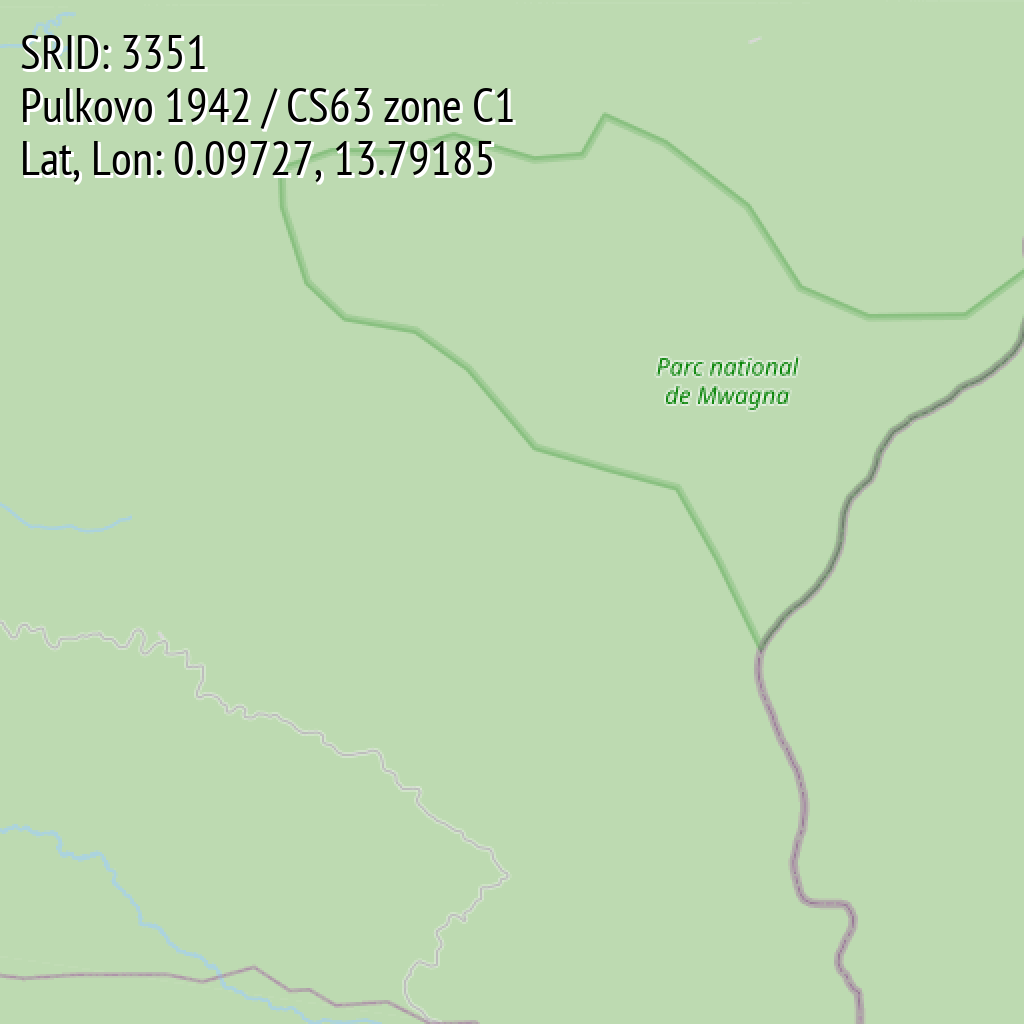 Pulkovo 1942 / CS63 zone C1 (SRID: 3351, Lat, Lon: 0.09727, 13.79185)