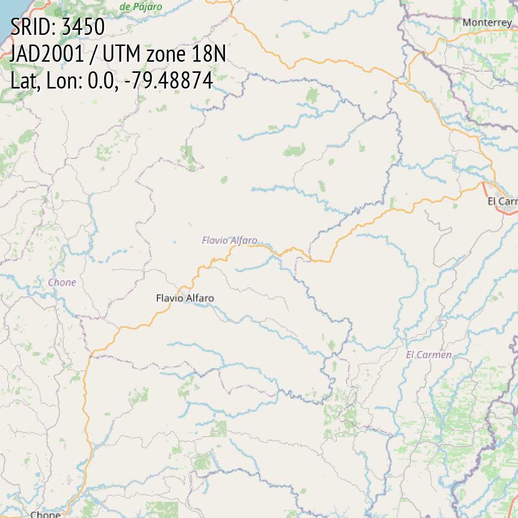 JAD2001 / UTM zone 18N (SRID: 3450, Lat, Lon: 0.0, -79.48874)