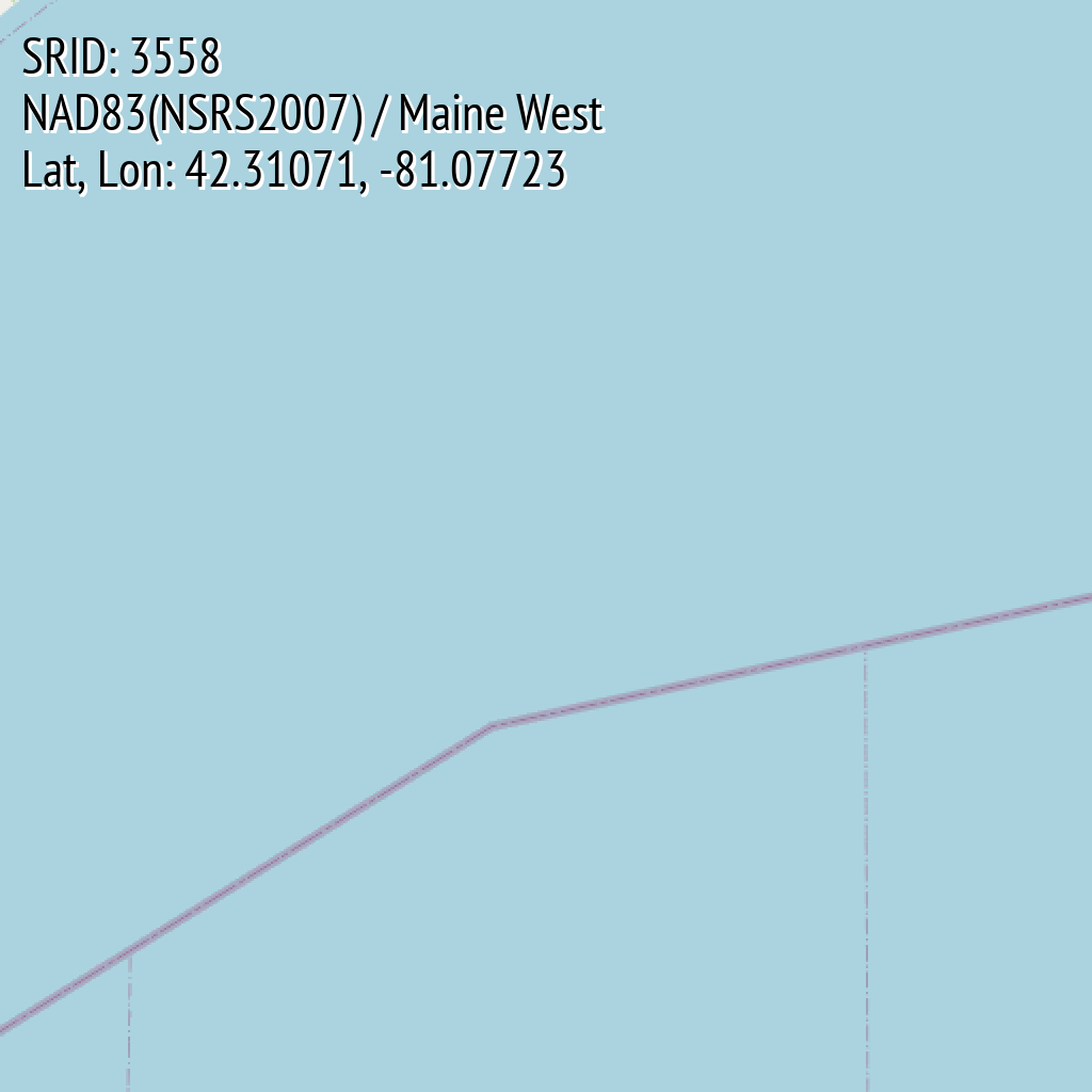 NAD83(NSRS2007) / Maine West (SRID: 3558, Lat, Lon: 42.31071, -81.07723)