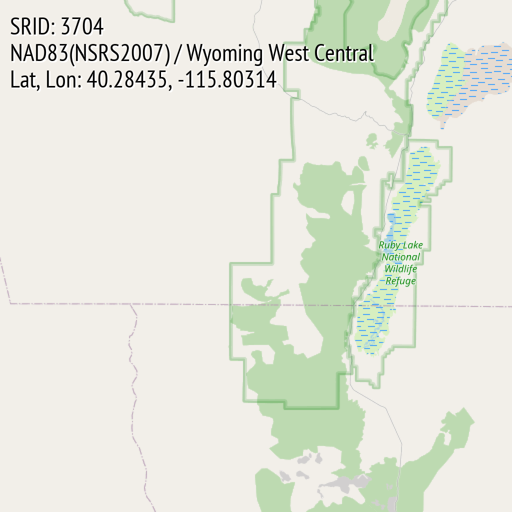 NAD83(NSRS2007) / Wyoming West Central (SRID: 3704, Lat, Lon: 40.28435, -115.80314)