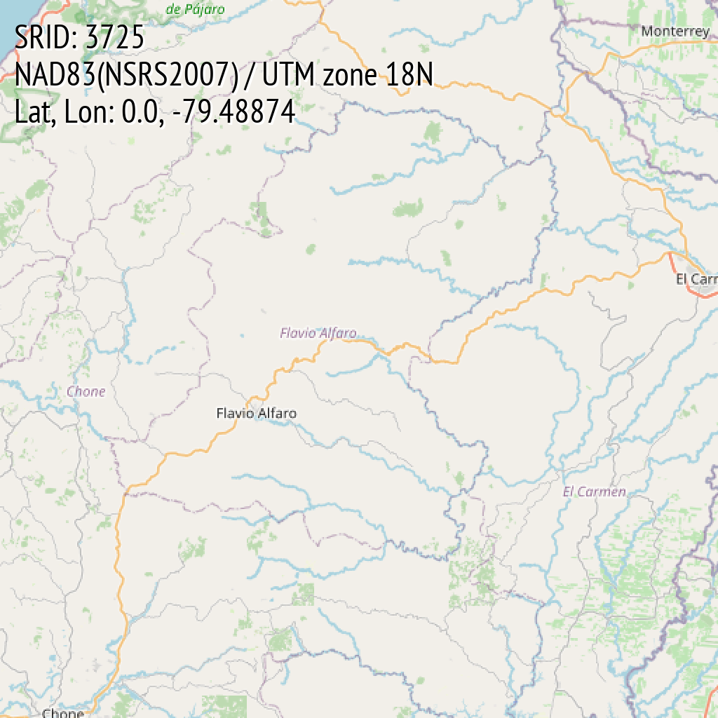 NAD83(NSRS2007) / UTM zone 18N (SRID: 3725, Lat, Lon: 0.0, -79.48874)