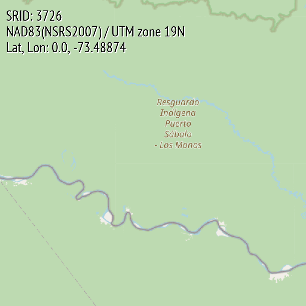 NAD83(NSRS2007) / UTM zone 19N (SRID: 3726, Lat, Lon: 0.0, -73.48874)