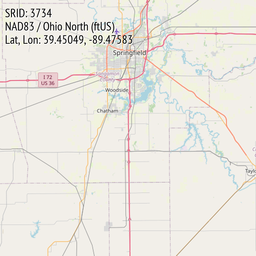 NAD83 / Ohio North (ftUS) (SRID: 3734, Lat, Lon: 39.45049, -89.47583)
