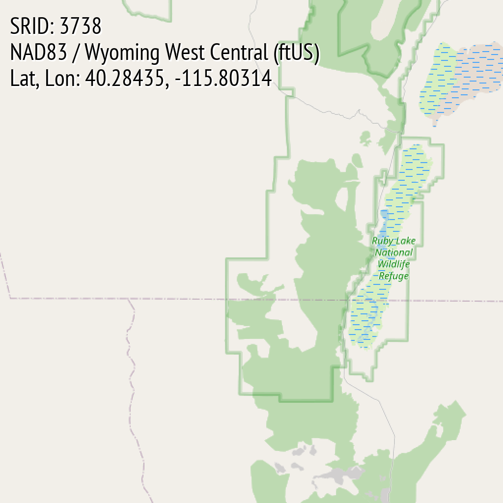 NAD83 / Wyoming West Central (ftUS) (SRID: 3738, Lat, Lon: 40.28435, -115.80314)