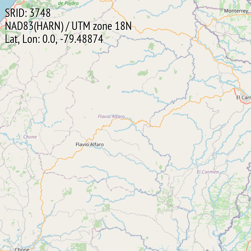 NAD83(HARN) / UTM zone 18N (SRID: 3748, Lat, Lon: 0.0, -79.48874)