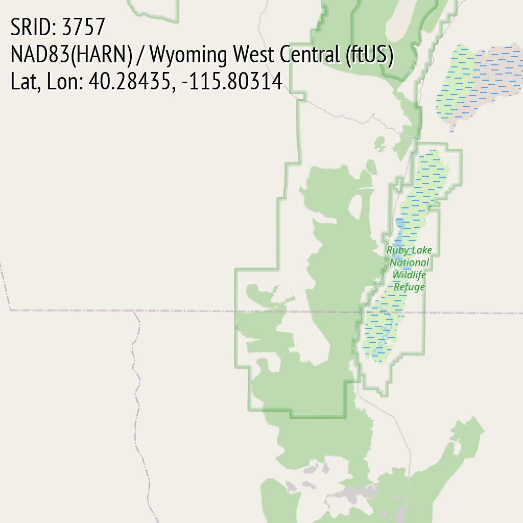 NAD83(HARN) / Wyoming West Central (ftUS) (SRID: 3757, Lat, Lon: 40.28435, -115.80314)