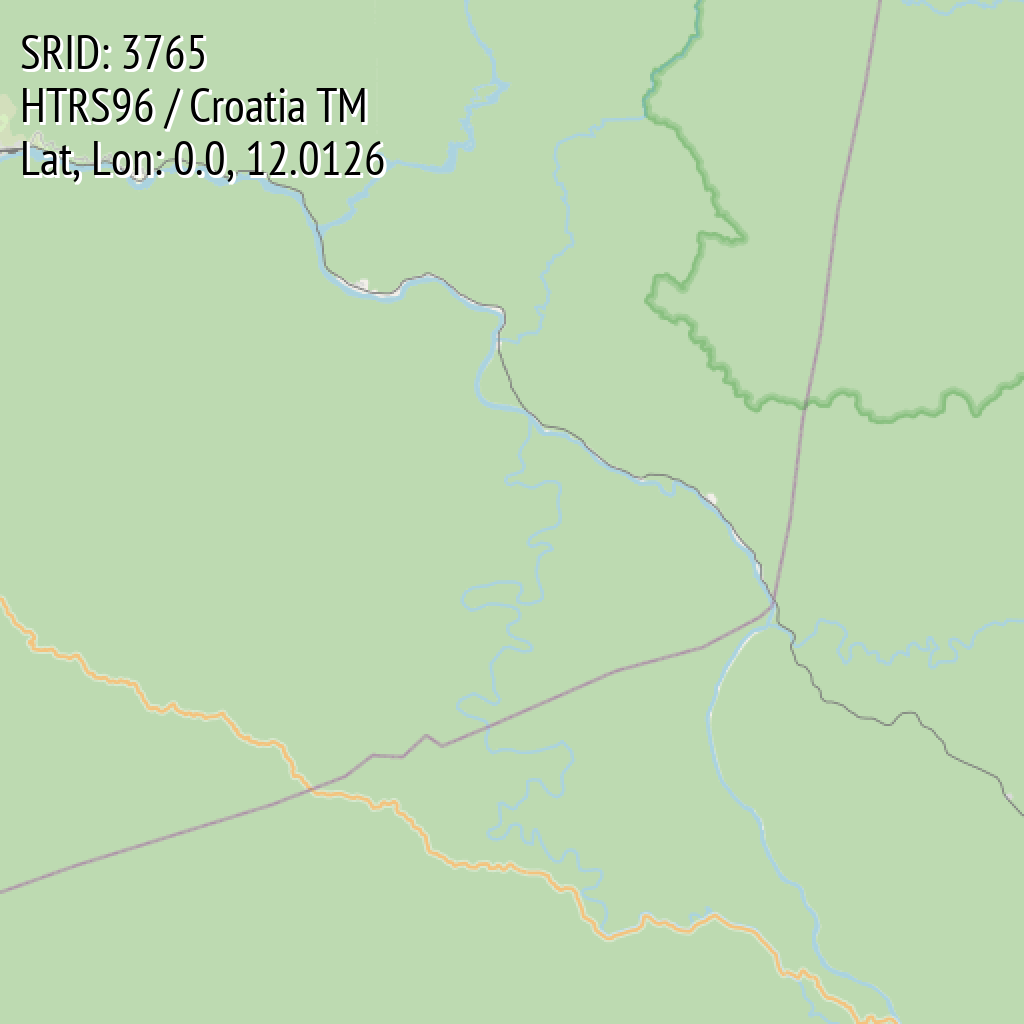 HTRS96 / Croatia TM (SRID: 3765, Lat, Lon: 0.0, 12.0126)