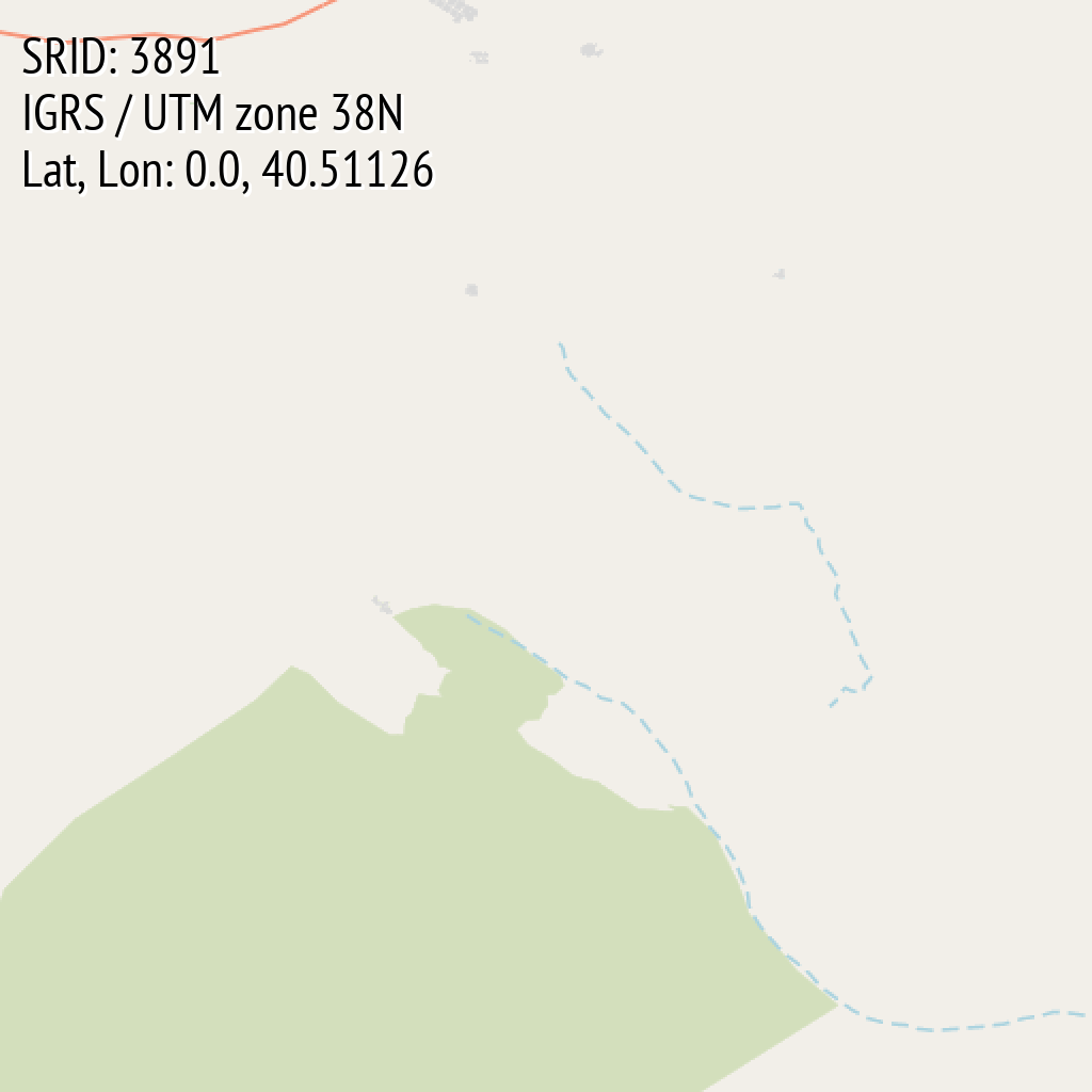 IGRS / UTM zone 38N (SRID: 3891, Lat, Lon: 0.0, 40.51126)