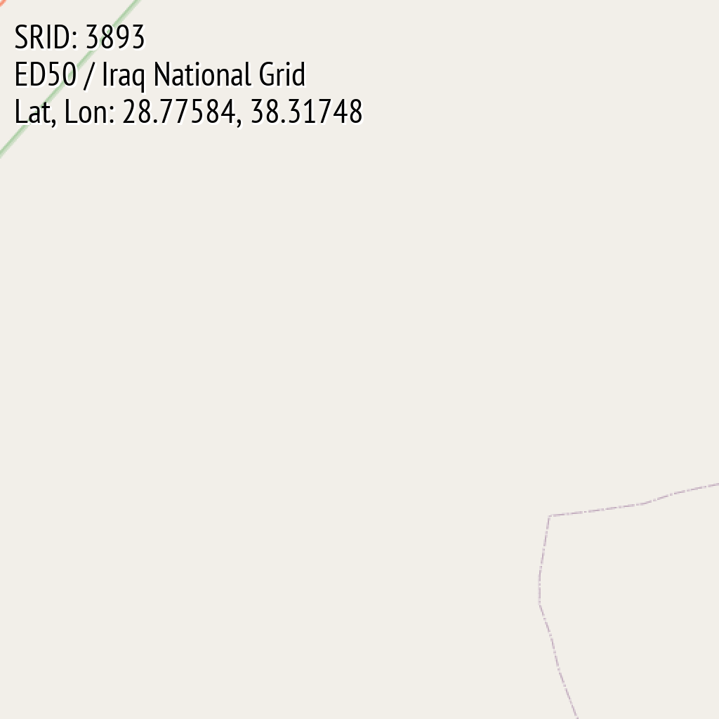 ED50 / Iraq National Grid (SRID: 3893, Lat, Lon: 28.77584, 38.31748)