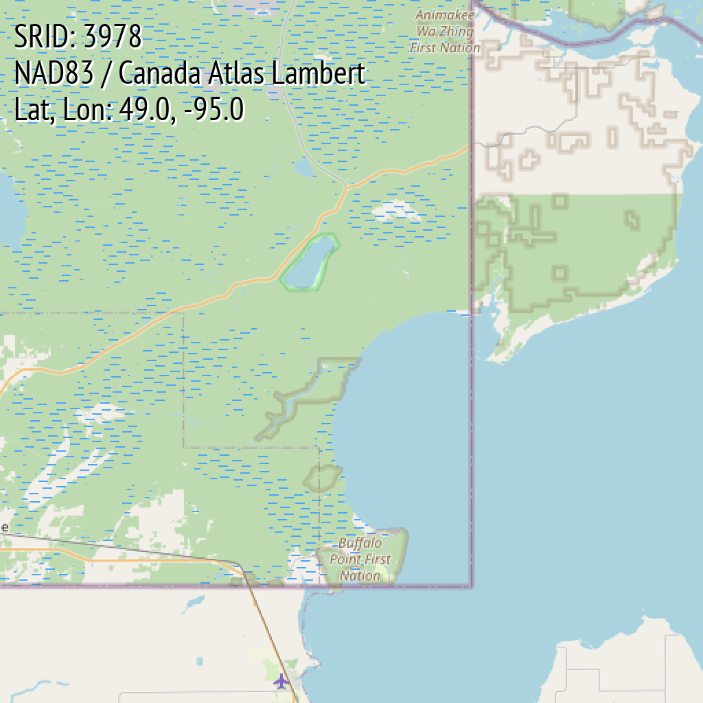 NAD83 / Canada Atlas Lambert (SRID: 3978, Lat, Lon: 49.0, -95.0)