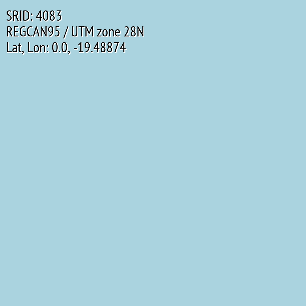 REGCAN95 / UTM zone 28N (SRID: 4083, Lat, Lon: 0.0, -19.48874)