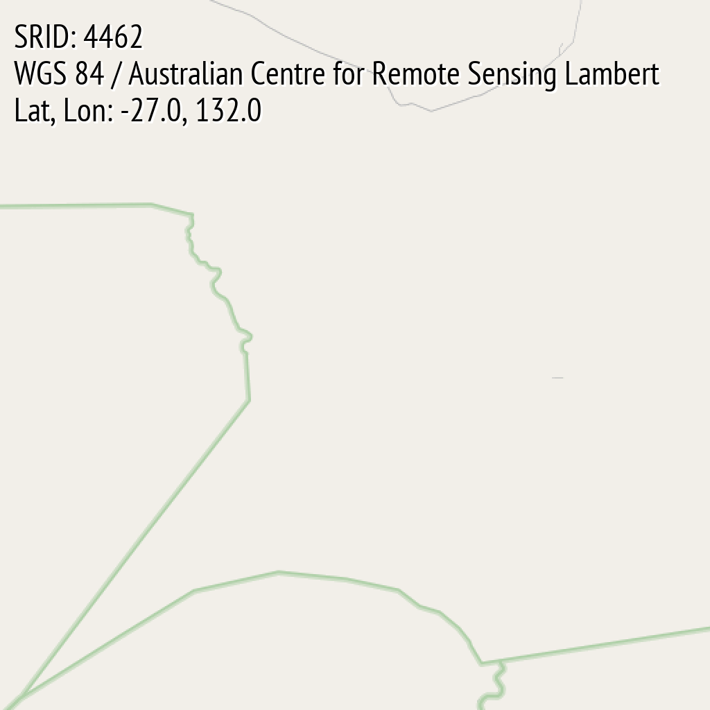 WGS 84 / Australian Centre for Remote Sensing Lambert (SRID: 4462, Lat, Lon: -27.0, 132.0)