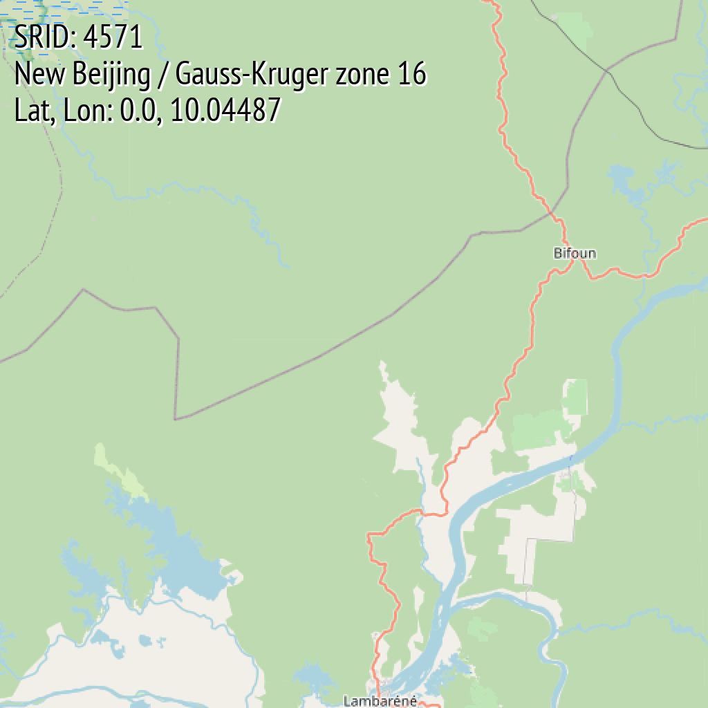 New Beijing / Gauss-Kruger zone 16 (SRID: 4571, Lat, Lon: 0.0, 10.04487)