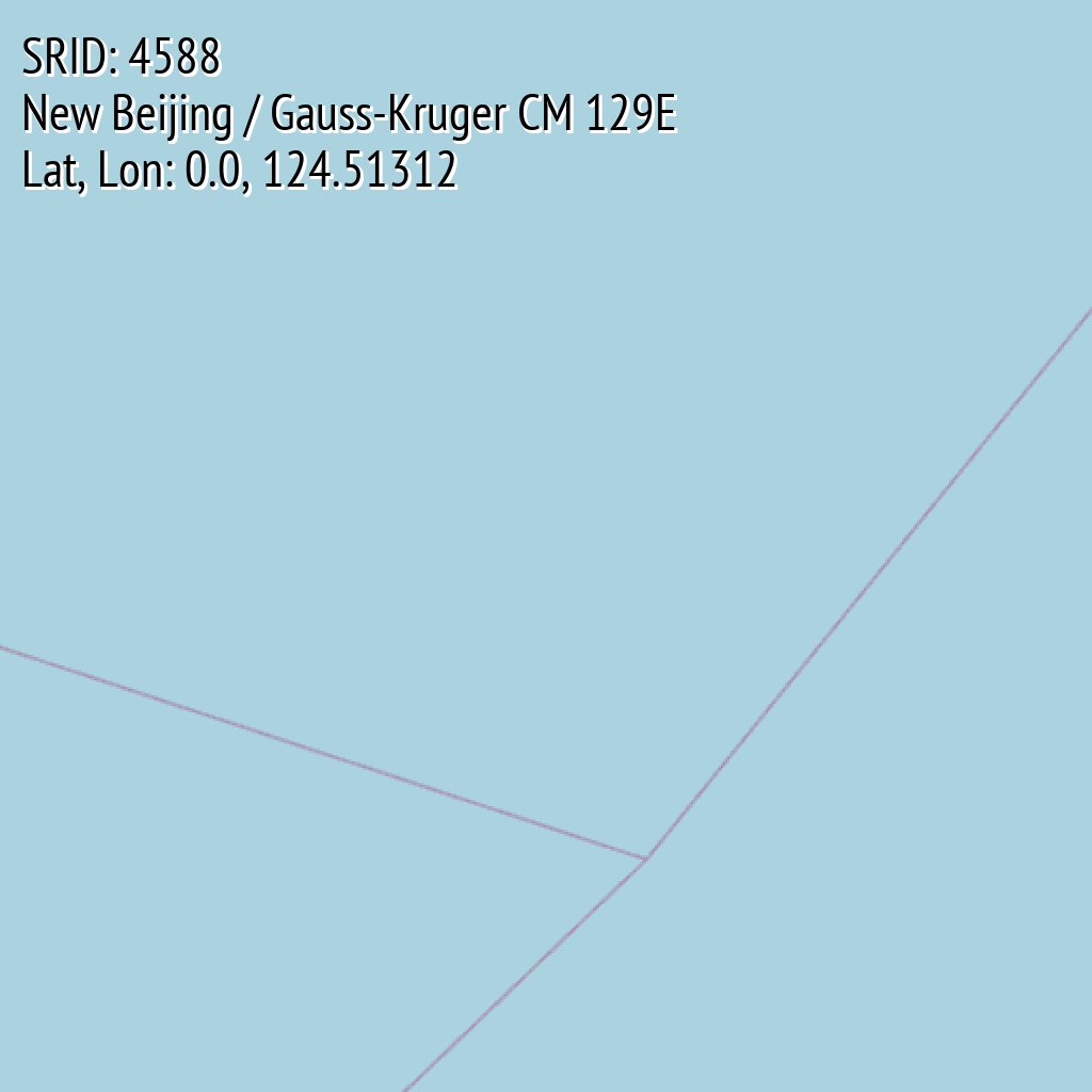 New Beijing / Gauss-Kruger CM 129E (SRID: 4588, Lat, Lon: 0.0, 124.51312)