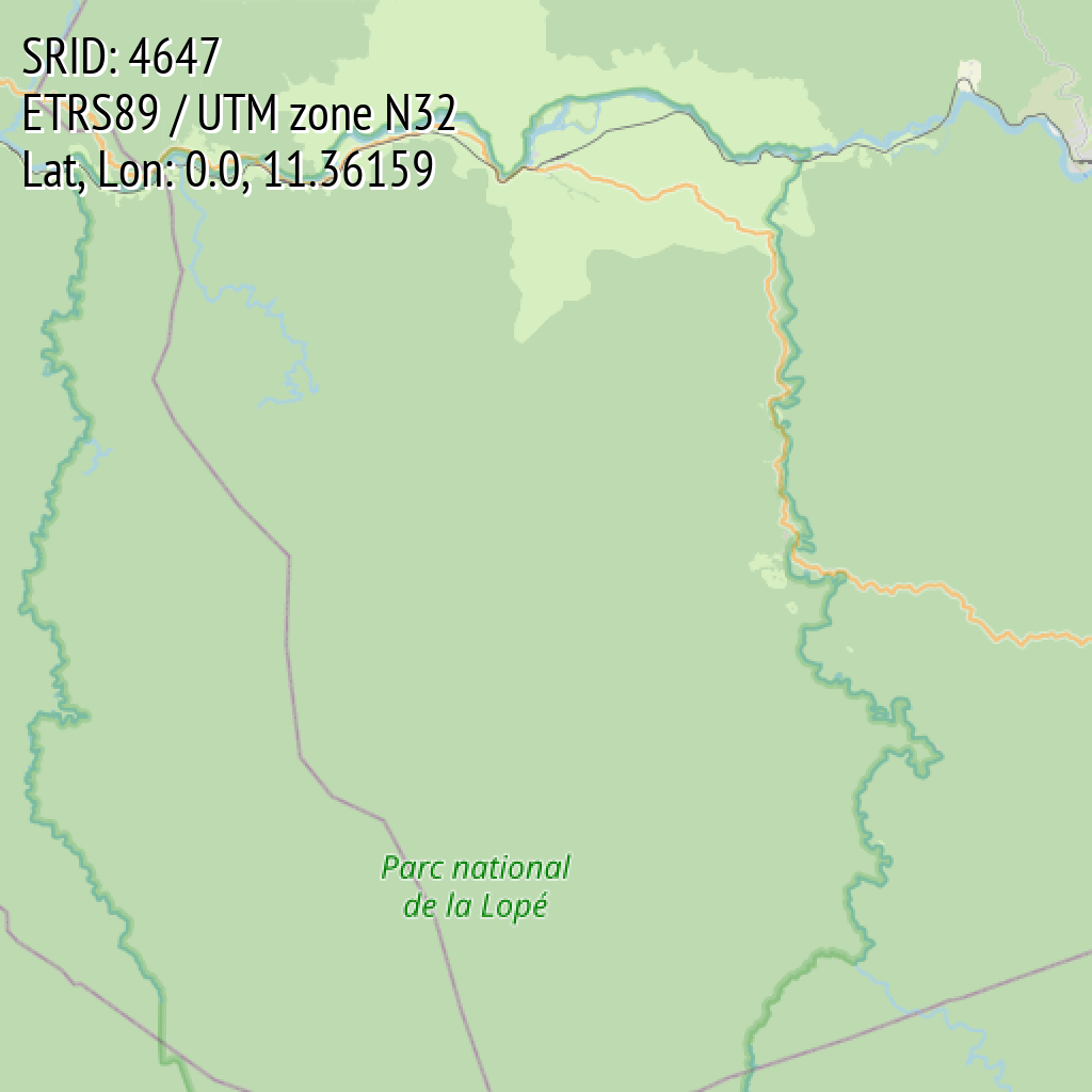 ETRS89 / UTM zone N32 (SRID: 4647, Lat, Lon: 0.0, 11.36159)