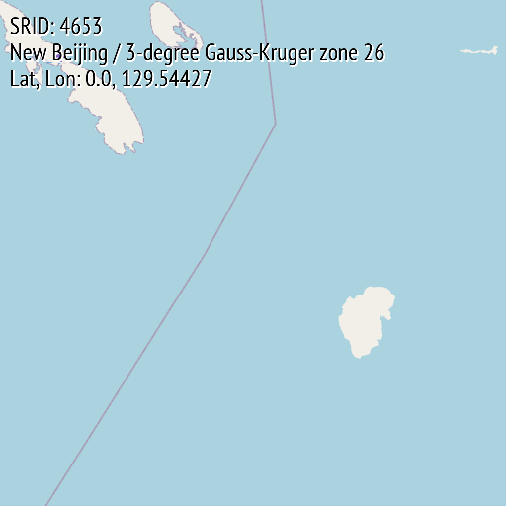 New Beijing / 3-degree Gauss-Kruger zone 26 (SRID: 4653, Lat, Lon: 0.0, 129.54427)