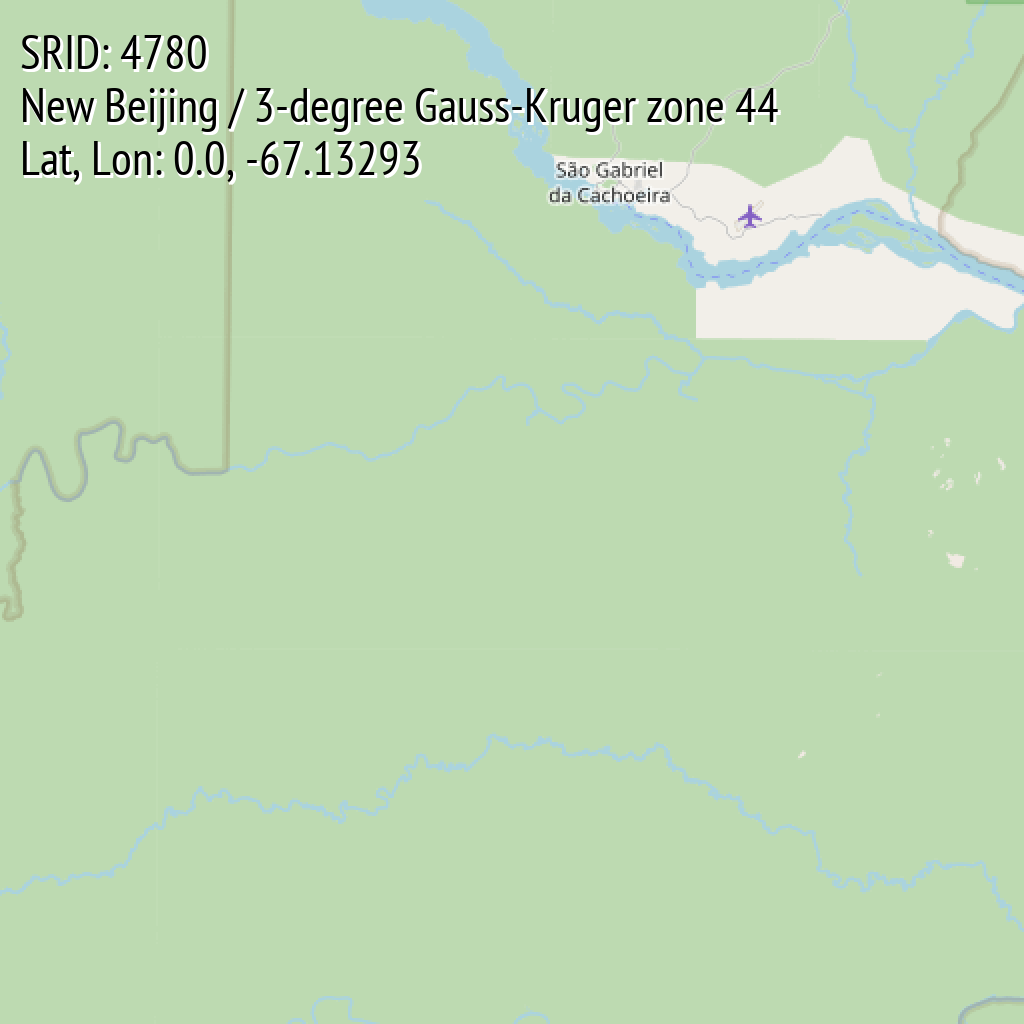 New Beijing / 3-degree Gauss-Kruger zone 44 (SRID: 4780, Lat, Lon: 0.0, -67.13293)