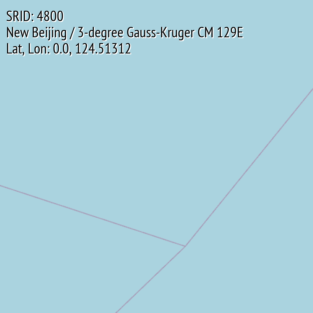 New Beijing / 3-degree Gauss-Kruger CM 129E (SRID: 4800, Lat, Lon: 0.0, 124.51312)